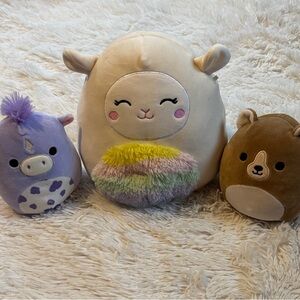 Squishmallow lot: Sophie Rainbow Lamb, Meadow the Horse & Greta Brown Bear